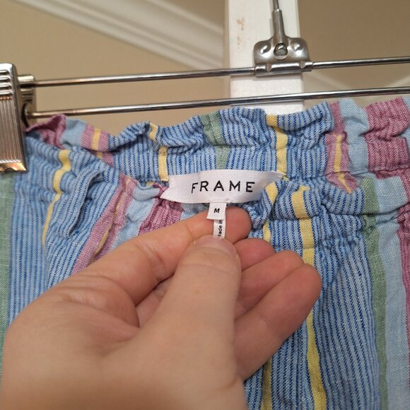 Frame Striped 100% Linen Easy Pants Lightweight Size M - Picture 2 of 5